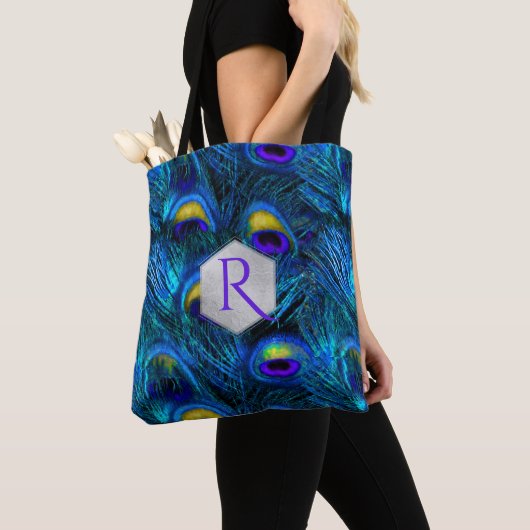 PixDezines PSYCHEDELIC BLAUE PEACOCK FEATHER Tasche (Von Nahem)