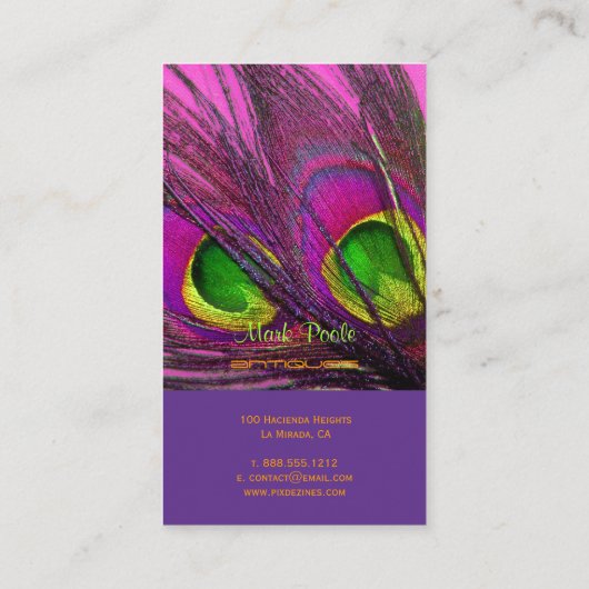 PixDezines Psychedelic Peacock, Anpassen Sie es! Visitenkarte (Rückseite)