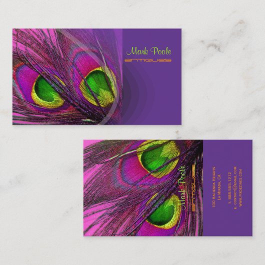 PixDezines Psychedelic Peacock, Anpassen Sie es! Visitenkarte (Vorne/Hinten)