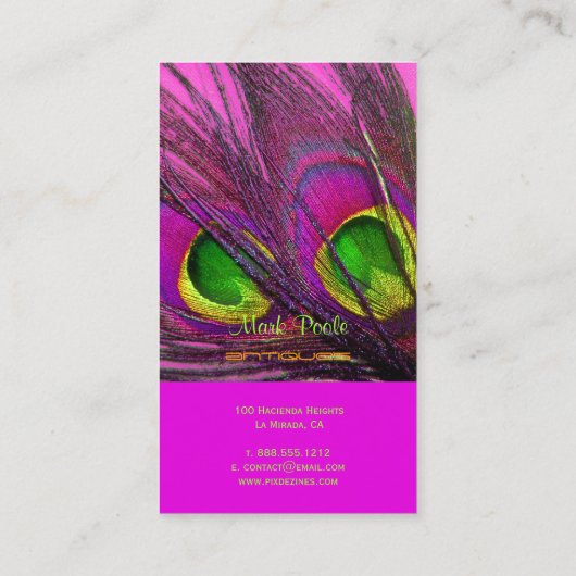 PixDezines Psychedelic Peacock, Anpassen Sie es! Visitenkarte (Rückseite)