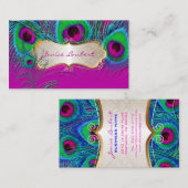 PixDezines PSYCHEDELIC PEACOCK+GOLD TRIMS ETIKETT Visitenkarte (Vorne/Hinten)