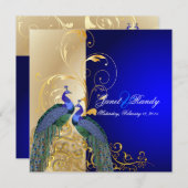PixDezines Psychedelic Peacock/Kobaltblau Einladung (Vorne/Hinten)