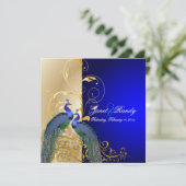 PixDezines Psychedelic Peacock/Kobaltblau Einladung (Stehend Vorderseite)