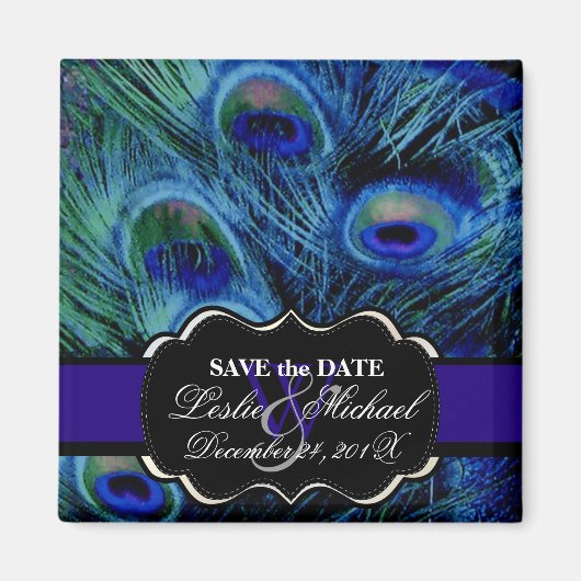 PixDezines Psychedelic Peacock, Save the Date Magnet (Vorne)