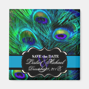 PixDezines Psychedelic Peacock, Save the Date Magnet