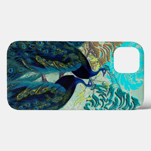 PixDezines Psychedelic Peacocks+Damask Case-Mate iPhone Hülle (Rückseite (Horizontal))