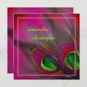 PixDezines Psychedelic Pfauenfeder/Hot-Pink Einladung (Vorne/Hinten)