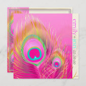 PixDezines Psychedelic Pfauenfeder/Hot-Pink Einladung (Vorne/Hinten)