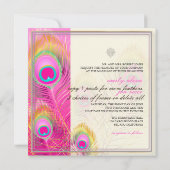 PixDezines Psychedelic Pfauenfeder/Hot-Pink Einladung (Rückseite)