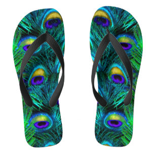 PixDezines PSYCHEDELIC PFauenfeder, KOBALT Badesandalen