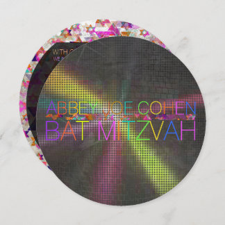 PixDezines psychedelic stars/neon/bat mitzvah Einladung