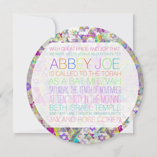 PixDezines Psychedelic Stars/Neon/Fledermaus Mitzv Einladung (Rückseite)