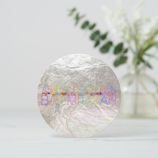 PixDezines Psychedelic Stars/Neon/Fledermaus Mitzv Einladung (Stehend Vorderseite)