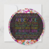 PixDezines Psychedelic Stars/Neon/Fledermaus Mitzv Einladung (Rückseite)