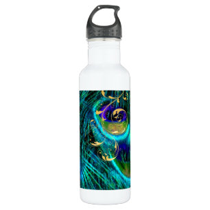 PixDezines psychedelische Pfau+filigrane Wirbel Trinkflasche