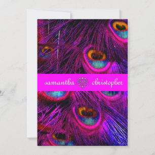 PixDezines psychedelische Pfauenfeder/hot pink Einladung