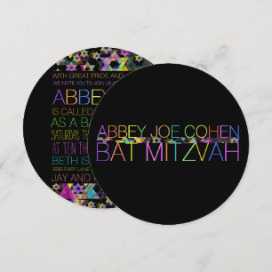 PixDezines psychedelische Sterne/Neon-/Bat Mitzwa Einladung