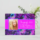 PixDezines Psychedelischer Pfau-Abschluss Einladung (Stehend Vorderseite)