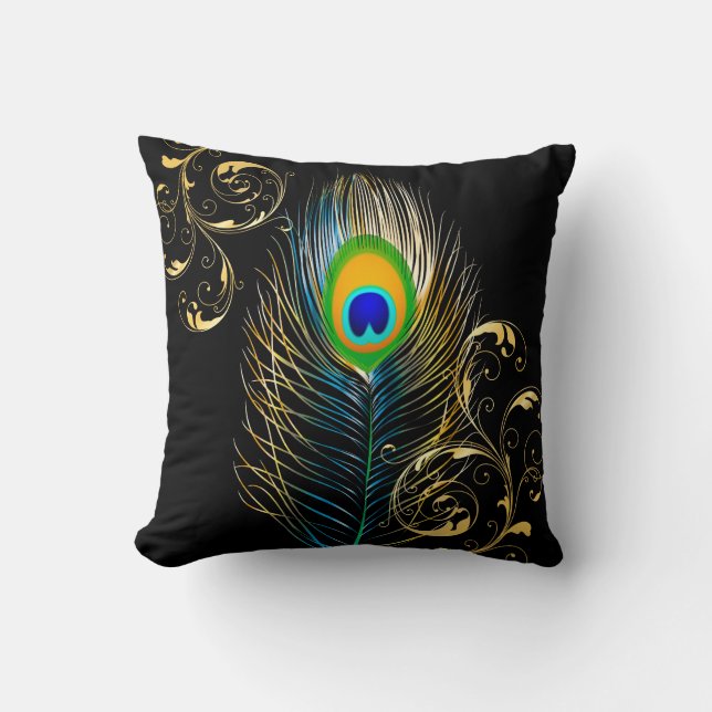 PixDezines psychedelischer Pfau/DIY-Hintergrund Kissen (Vorderseite)