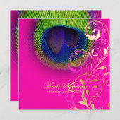 PixDezines Psychedelisches Pfauenauge/heißes Rosa Einladung (Vorne/Hinten)