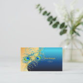 PixDezines psychedellic Peacock+metallic blau Visitenkarte (Stehend Vorderseite)