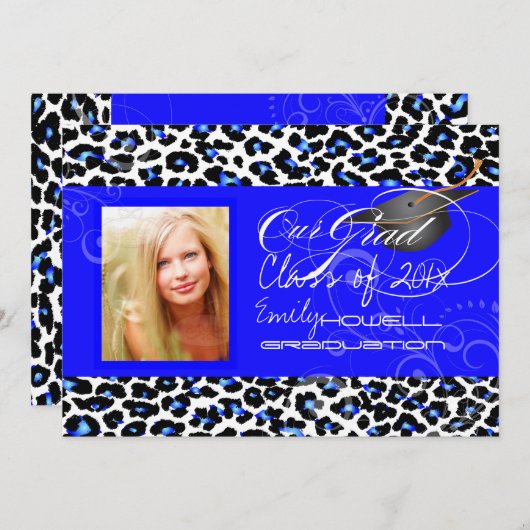 PixDezines pyschedelic cheetah 2013 Abschluss Einladung (Vorne/Hinten)