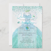 PixDezines Quinceanera Aqua Aquamariner Glitzer Ga Einladung (Rückseite)
