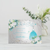 PixDezines Quinceanera Aqua Blue Dress Rett Datum Einladung (Stehend Vorderseite)