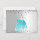 PixDezines Quinceanera Aqua Blue Dress Rett Datum Einladung (Rückseite)