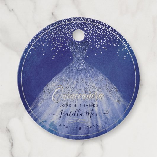 PixDezines Quinceanera Blue Ombre Geschenkanhänger (Vorderseite)