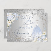 PixDezines Quinceanera Dusty Blue Dress Vielen Dan Einladung (Vorne/Hinten)