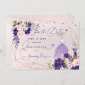 PixDezines Quinceanera Dusty Lila Kleid Einladung (Vorne/Hinten)