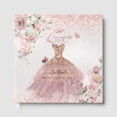 PixDezines Quinceanera Dusty Rose Gold Gown Gästebuch (Vorderseite)