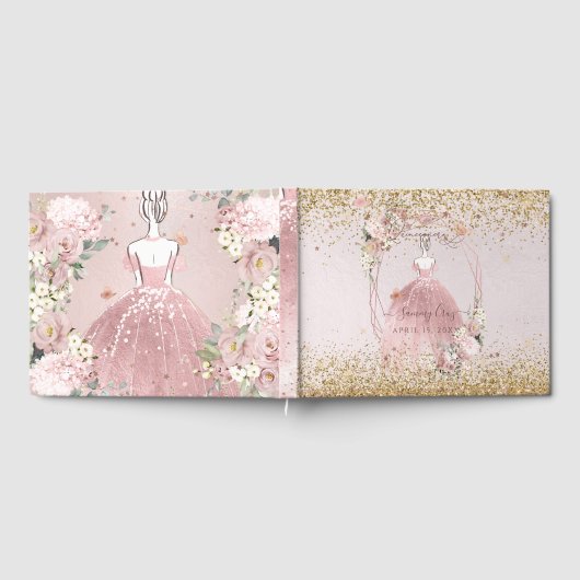 PixDezines Quinceanera Dusty Rose Gold H2 Gästebuch (Voll)