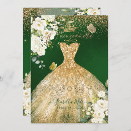 PixDezines Quinceanera Gold Glitzer Grün Einladung