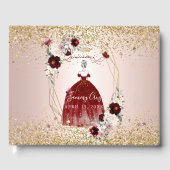 PixDezines Quinceanera H2 Blume Burgundy Kleid Gästebuch (Vorderseite)