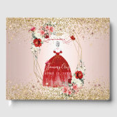 PixDezines Quinceanera H2 Blume Rotes Kleid Gästebuch (Vorderseite)