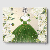 PixDezines Quinceanera H2 Emerald Green Dress Gues Gästebuch (Rückseite)