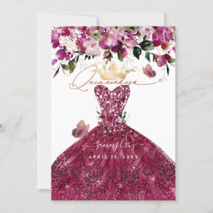 PixDezines Quinceanera Kirschrotes Kleid Einladung
