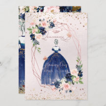 PixDezines Quinceanera Navy Rose Gold H2 Blume