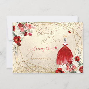 PixDezines Quinceanera Red Gown Vielen Dank Einladung