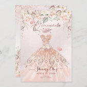 PixDezines Quinceanera Rose Gold Glitzer Gown Einladung