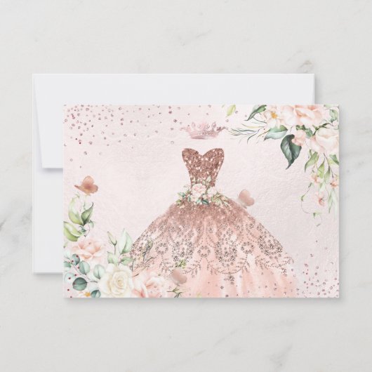 PixDezines Quinceanera Save the Date Rose Gold Einladung (Rückseite)