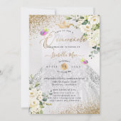 PixDezines Quinceanera Silver Dress Gold Glitzer Einladung (Rückseite)