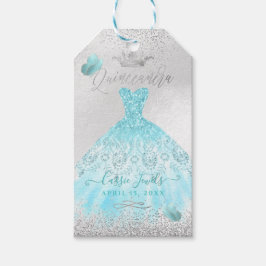 PixDezines Quinceanera Sparkle Blue Ombre Gown Geschenkanhänger