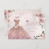 PixDezines Quinceanera UAWG Dusty Rose Gown Einladung (Vorne/Hinten)