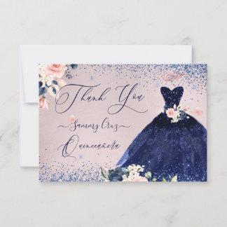 PixDezines Quinceanera Vielen Dank für Ihr Navy Bl Einladung