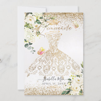 PixDezines Quinceanera Weißer Glitzer Gown Einladung