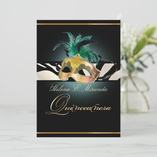 PixDezines Quincenera/aquamarin Zebra/DIY Farbe!! Einladung (Stehend Vorderseite)