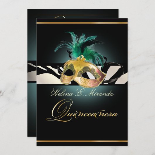 PixDezines Quincenera/aquamarin Zebra/DIY Farbe!! Einladung (Vorne/Hinten)